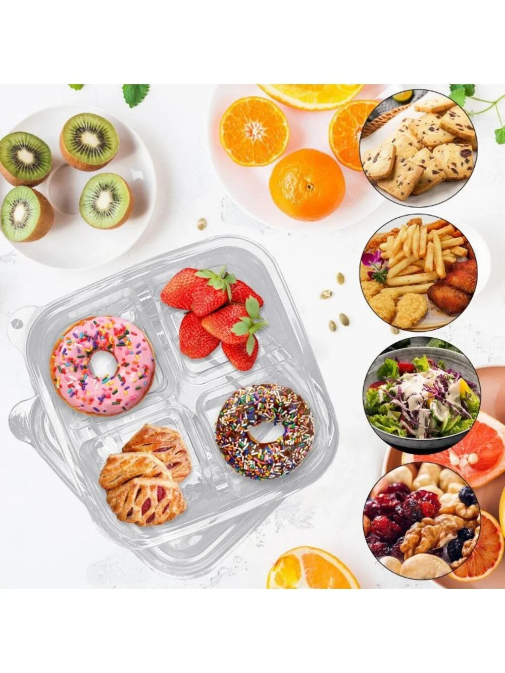 30 Pcs Bento Snack Containers | 4 Compartment Meal Prep & Food Storage Lids